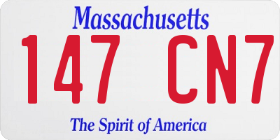 MA license plate 147CN7