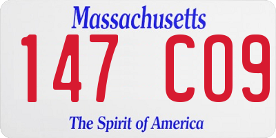 MA license plate 147CO9