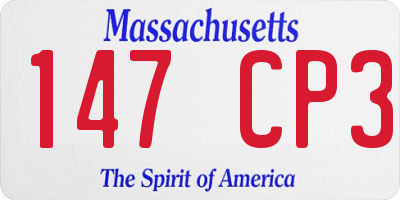 MA license plate 147CP3
