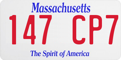MA license plate 147CP7