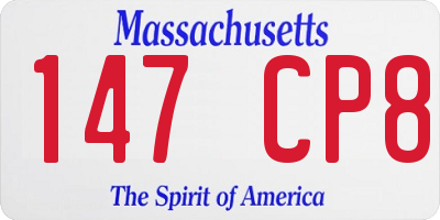 MA license plate 147CP8