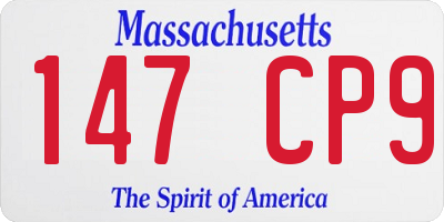 MA license plate 147CP9