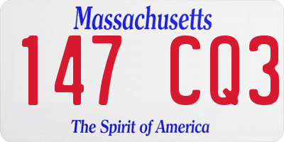 MA license plate 147CQ3
