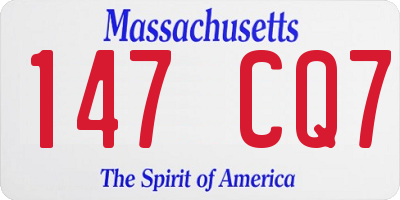 MA license plate 147CQ7