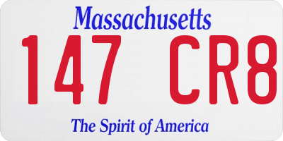 MA license plate 147CR8