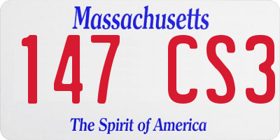 MA license plate 147CS3