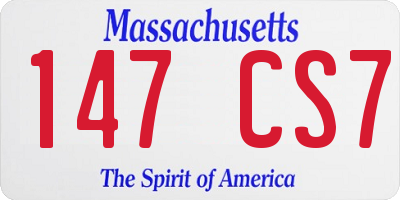 MA license plate 147CS7
