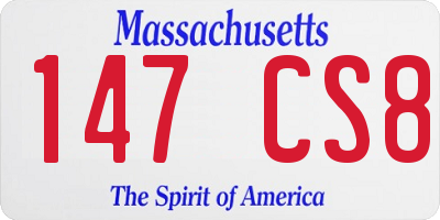 MA license plate 147CS8