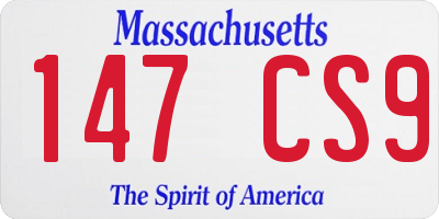 MA license plate 147CS9