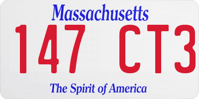 MA license plate 147CT3