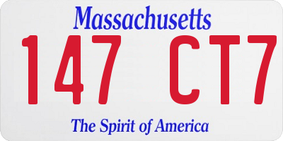 MA license plate 147CT7