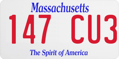 MA license plate 147CU3