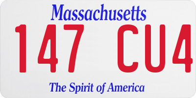 MA license plate 147CU4
