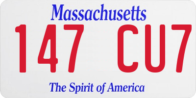MA license plate 147CU7
