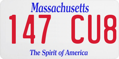 MA license plate 147CU8
