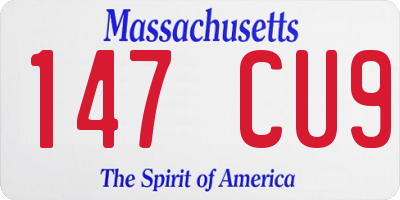 MA license plate 147CU9
