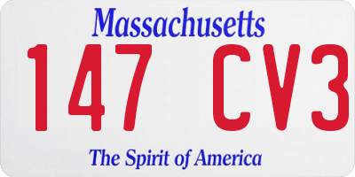MA license plate 147CV3