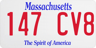 MA license plate 147CV8