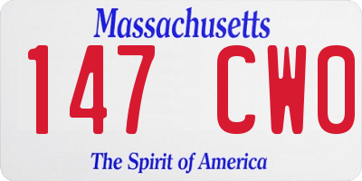 MA license plate 147CW0