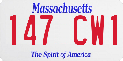 MA license plate 147CW1
