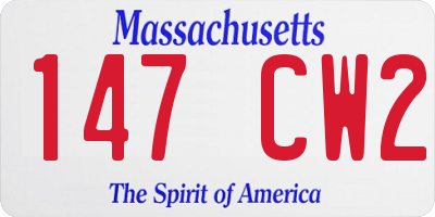 MA license plate 147CW2