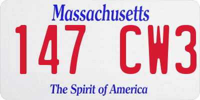 MA license plate 147CW3