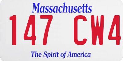 MA license plate 147CW4