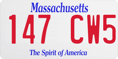 MA license plate 147CW5
