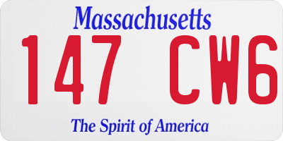 MA license plate 147CW6