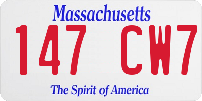 MA license plate 147CW7