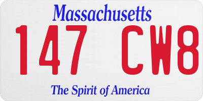 MA license plate 147CW8