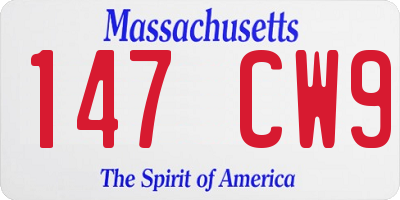 MA license plate 147CW9