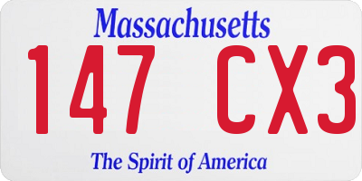 MA license plate 147CX3