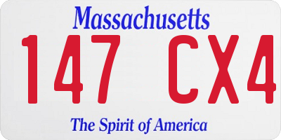 MA license plate 147CX4