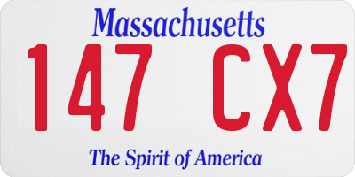 MA license plate 147CX7