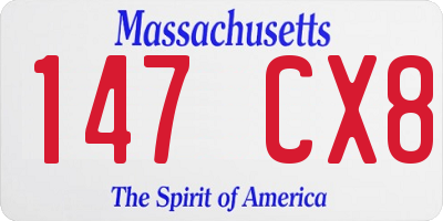 MA license plate 147CX8