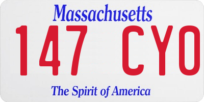 MA license plate 147CY0
