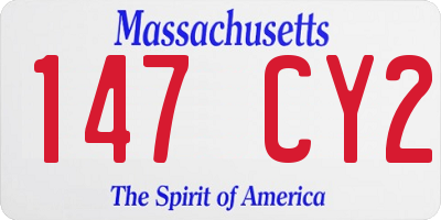 MA license plate 147CY2