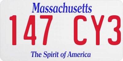 MA license plate 147CY3