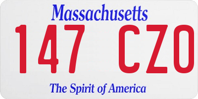 MA license plate 147CZ0