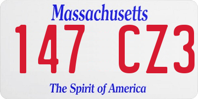 MA license plate 147CZ3