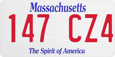 MA license plate 147CZ4