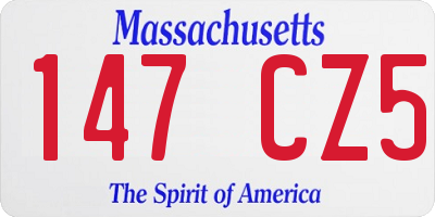 MA license plate 147CZ5
