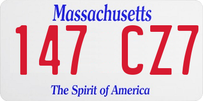 MA license plate 147CZ7