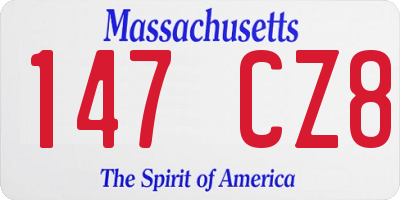 MA license plate 147CZ8