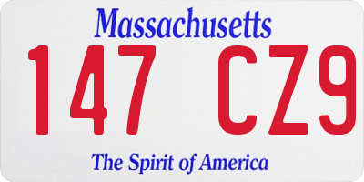 MA license plate 147CZ9