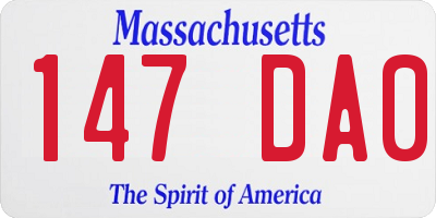 MA license plate 147DA0