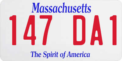 MA license plate 147DA1