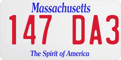 MA license plate 147DA3