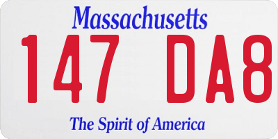 MA license plate 147DA8